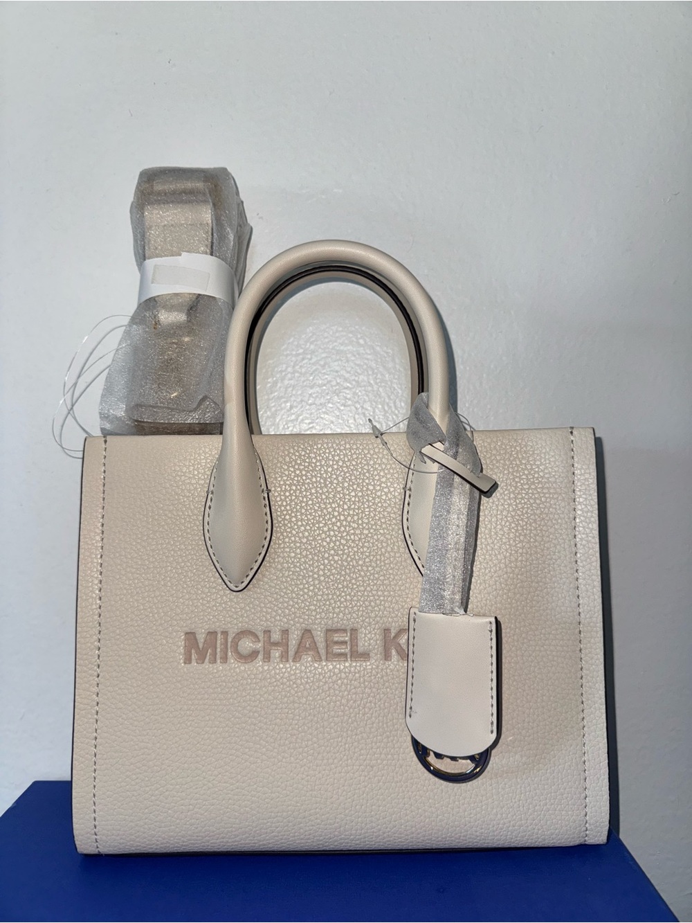 Michael Kors Mirella small pebbled leather crossbody bag light cream /gold